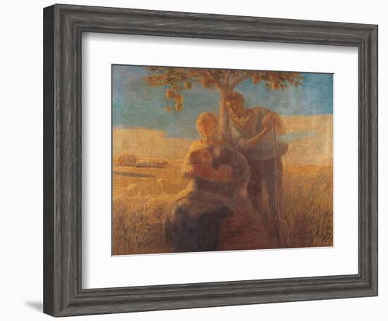 Georgica (Harvest Scene with Nursing Mother and Farmer Father)-Gaetano Previati-Framed Art Print