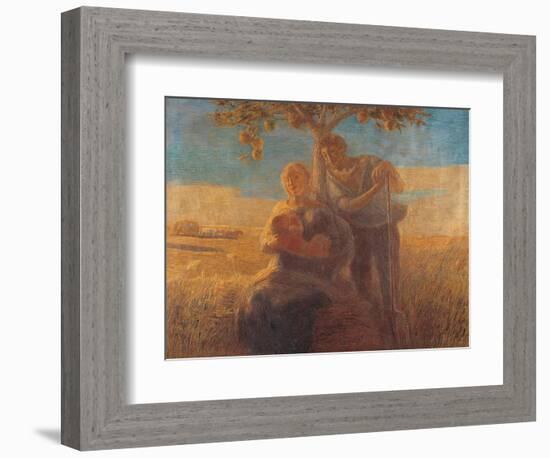 Georgica (Harvest Scene with Nursing Mother and Farmer Father)-Gaetano Previati-Framed Art Print