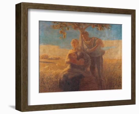 Georgica (Harvest Scene with Nursing Mother and Farmer Father)-Gaetano Previati-Framed Art Print