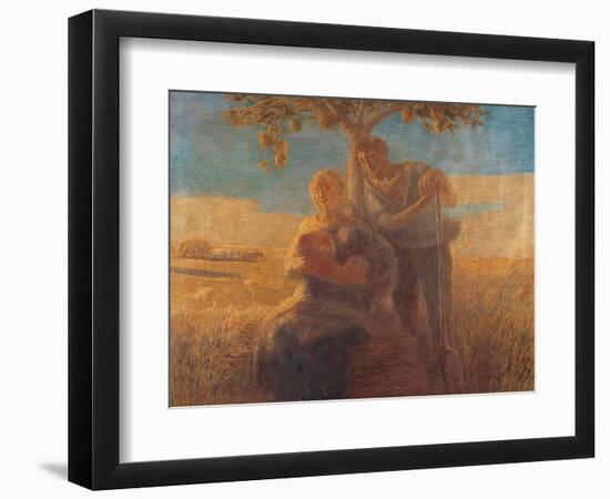 Georgica (Harvest Scene with Nursing Mother and Farmer Father)-Gaetano Previati-Framed Art Print