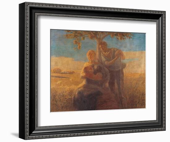 Georgica (Harvest Scene with Nursing Mother and Farmer Father)-Gaetano Previati-Framed Art Print