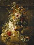 Roses, Convolvuli, Carnations, Hollyhocks, Peonies, Lilac and Other Flowers in a Vase-Georgius Jacobus Os-Premier Image Canvas