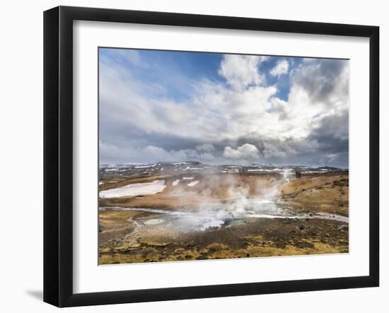 Geothermal Area Seltun Heated by the Volcano Krysuvik on Reykjanes Peninsula During Winter-Martin Zwick-Framed Photographic Print