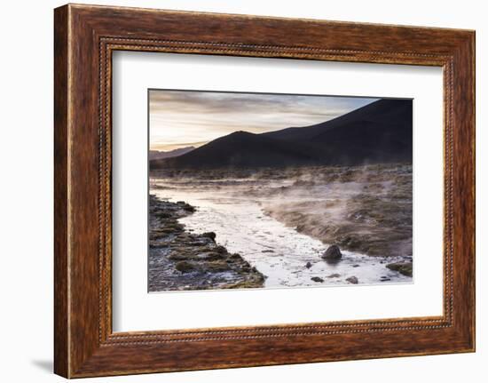 Geothermal River at Sunrise at Chalviri Salt Flats (Salar De Chalviri), Altiplano of Bolivia-Matthew Williams-Ellis-Framed Photographic Print