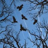 Trees and Crows Flying in the Sky-Gepard-Art Print