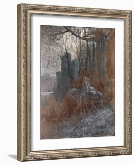 Geraint and Enid Ride Away, 1868-Gustave Doré-Framed Giclee Print