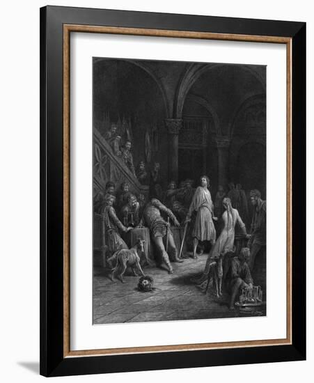 Geraint Slays Lord Doorm-Gustave Doré-Framed Art Print