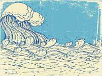 Sea Poster.Grunge Illustration Of Sea Landscape-GeraKTV-Art Print