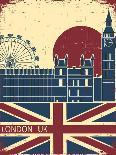 Vintage London Poster On Old Background Texture With England Flag-GeraKTV-Art Print
