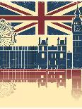 London Landmark.Vintage Background With England Flag On Old Poster-GeraKTV-Art Print