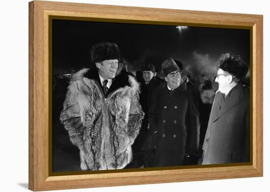 Gerald Ford, Leonid Brezhnev, and Henry Kissinger at Vladivostok Summit, 1974-null-Framed Stretched Canvas