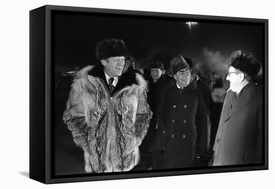 Gerald Ford, Leonid Brezhnev, and Henry Kissinger at Vladivostok Summit, 1974-null-Framed Stretched Canvas