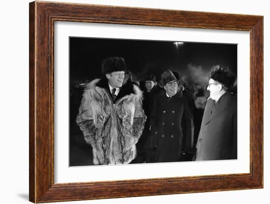 Gerald Ford, Leonid Brezhnev, and Henry Kissinger at Vladivostok Summit, 1974-null-Framed Photo