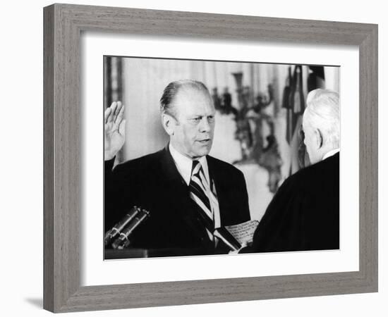 Gerald Ford Takes the Oath of Office as the 38th President of the United States-null-Framed Photo