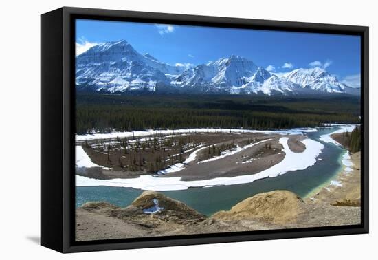 Geraldine Peak and the Athabasca River in Jasper National Park, Alberta, Canada-Richard Wright-Framed Premier Image Canvas
