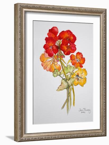 Geranium and Nasturtiums, 2014-Joan Thewsey-Framed Giclee Print