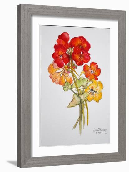 Geranium and Nasturtiums, 2014-Joan Thewsey-Framed Giclee Print