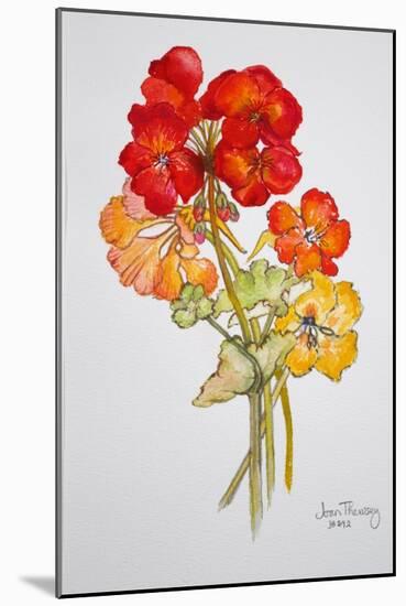 Geranium and Nasturtiums, 2014-Joan Thewsey-Mounted Giclee Print