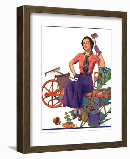 "Geranium Gardener,"May 1, 1937-W.D. Stevens-Framed Giclee Print