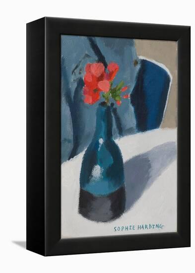 Geranium in Blue Vase-Sophie Harding-Framed Premier Image Canvas