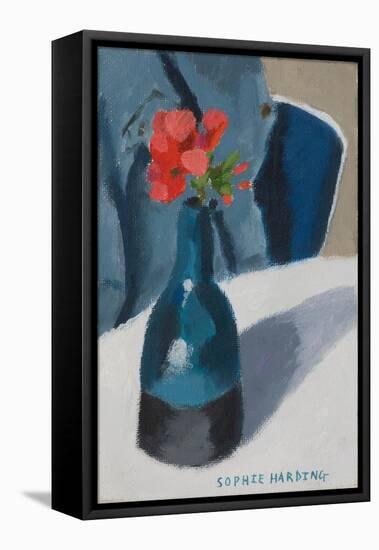 Geranium in Blue Vase-Sophie Harding-Framed Premier Image Canvas