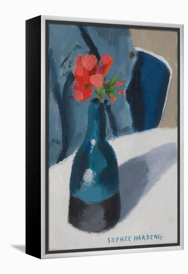 Geranium in Blue Vase-Sophie Harding-Framed Premier Image Canvas