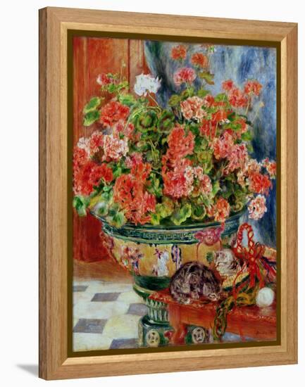 Geraniums and Cats, 1881-Pierre-Auguste Renoir-Framed Premier Image Canvas