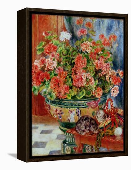 Geraniums and Cats, 1881-Pierre-Auguste Renoir-Framed Premier Image Canvas
