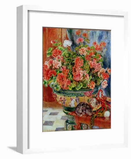 Geraniums and Cats, 1881-Pierre-Auguste Renoir-Framed Premium Giclee Print