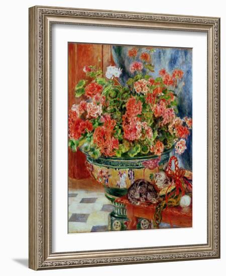 Geraniums and Cats, 1881-Pierre-Auguste Renoir-Framed Giclee Print