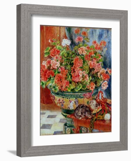 Geraniums and Cats, 1881-Pierre-Auguste Renoir-Framed Giclee Print