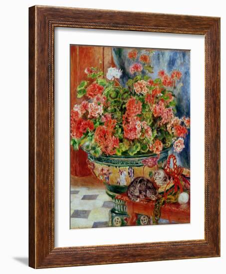 Geraniums and Cats, 1881-Pierre-Auguste Renoir-Framed Giclee Print