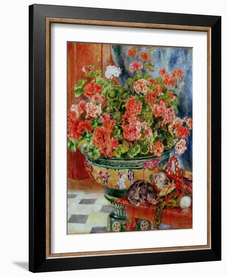 Geraniums and Cats, 1881-Pierre-Auguste Renoir-Framed Giclee Print