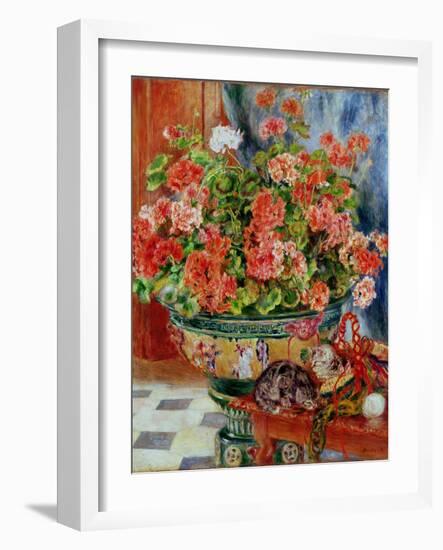 Geraniums and Cats, 1881-Pierre-Auguste Renoir-Framed Giclee Print