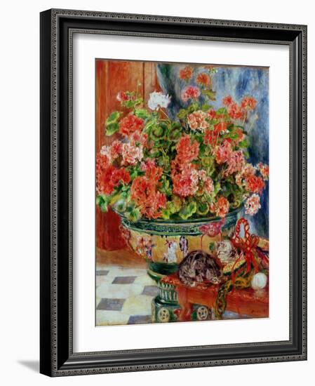 Geraniums and Cats, 1881-Pierre-Auguste Renoir-Framed Giclee Print