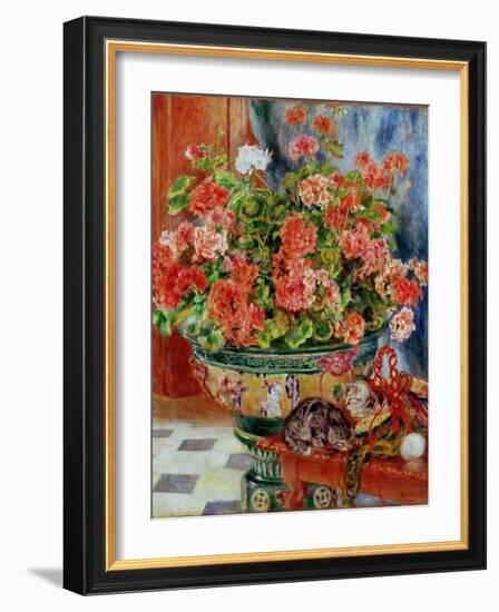 Geraniums and Cats, 1881-Pierre-Auguste Renoir-Framed Giclee Print