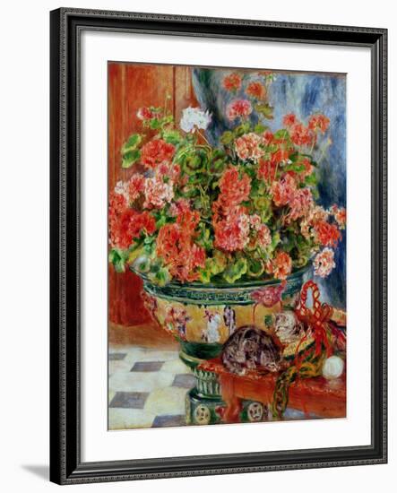 Geraniums and Cats, 1881-Pierre-Auguste Renoir-Framed Giclee Print