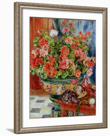 Geraniums and Cats, 1881-Pierre-Auguste Renoir-Framed Giclee Print