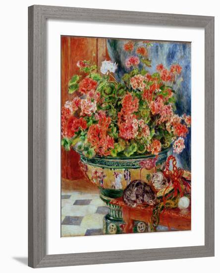 Geraniums and Cats, 1881-Pierre-Auguste Renoir-Framed Giclee Print