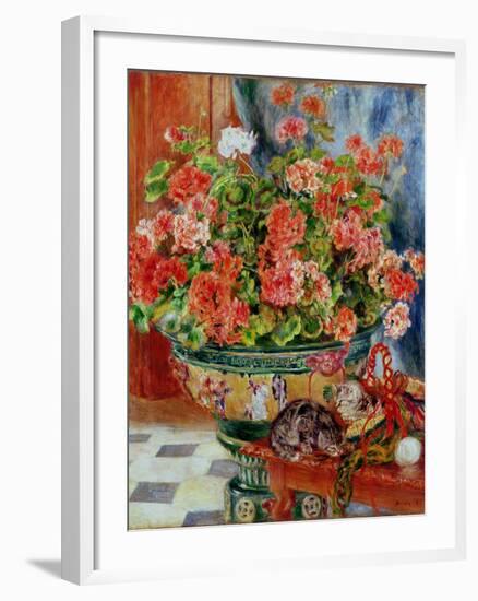 Geraniums and Cats, 1881-Pierre-Auguste Renoir-Framed Giclee Print