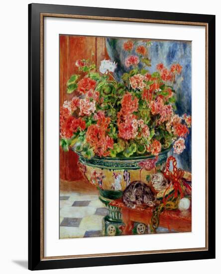 Geraniums and Cats, 1881-Pierre-Auguste Renoir-Framed Giclee Print