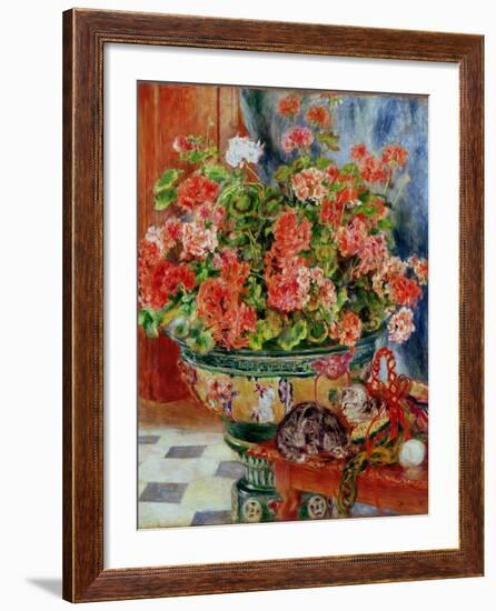 Geraniums and Cats, 1881-Pierre-Auguste Renoir-Framed Giclee Print
