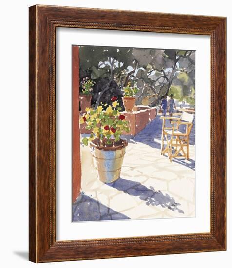 Geraniums and New Chairs-Lucy Willis-Framed Art Print