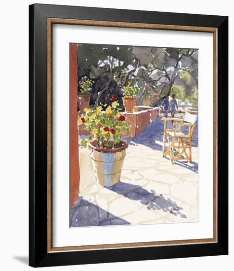 Geraniums and New Chairs-Lucy Willis-Framed Art Print