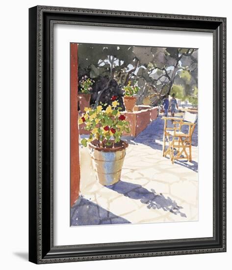 Geraniums and New Chairs-Lucy Willis-Framed Art Print