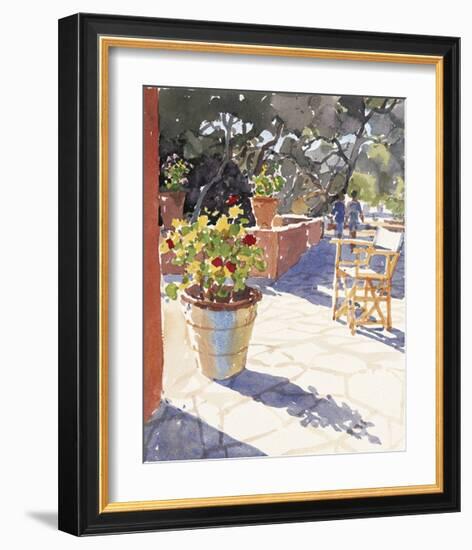 Geraniums and New Chairs-Lucy Willis-Framed Art Print