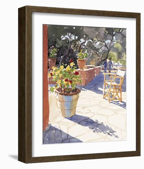 Geraniums and New Chairs-Lucy Willis-Framed Art Print