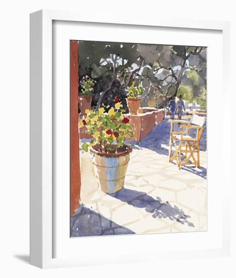 Geraniums and New Chairs-Lucy Willis-Framed Art Print