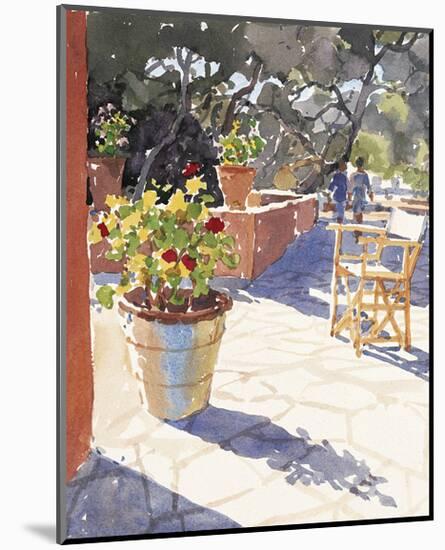 Geraniums and New Chairs-Lucy Willis-Mounted Art Print