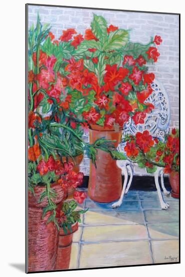 Geraniums and Petunias on the Terrace, 2011-Joan Thewsey-Mounted Giclee Print